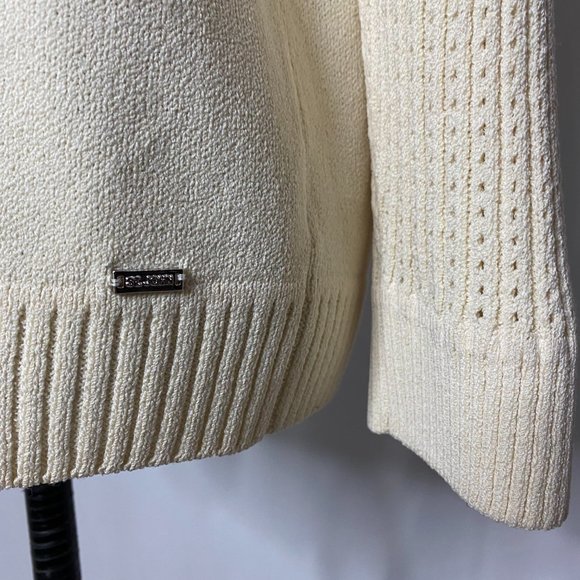 St. John Sport Ivory Black Embroidered Zip Up Wool Knit Jacket - Picture 2 of 10